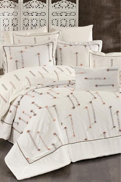 Çeyiz Diyarı Çise 10 Piece Double Dowry Set Cream - Brown