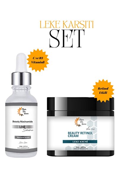 Clair De Lune Niasinamide , Ve Aydınlatıcı Leke Serumu 30 ml Retinol Leke Kremi 50 ml
