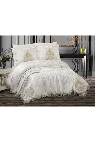 Çeyiz Diyarı French Laced Dowry 6 Piece Pique Set My Life Cream - Cappucino