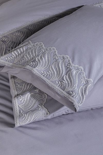 Çeyiz Diyarı Σετ κλινοσκεπασμάτων French Lace Wave Προίκα Γκρι