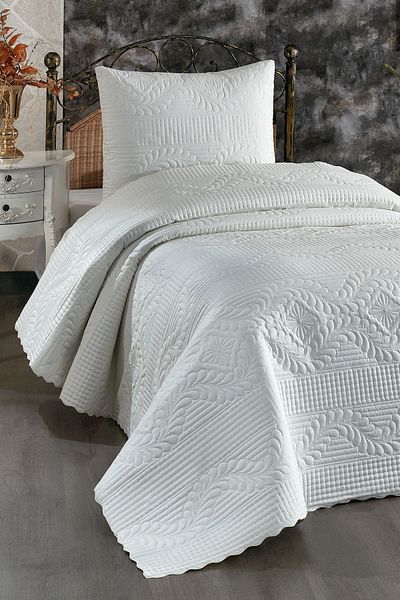 Çeyiz Diyarı Ultrasonic Quilted Sena Single Bedspread Cream