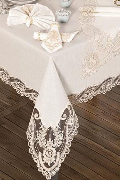 Çeyiz Diyarı Fata de Masa İhtişam 160x260 Cm 26 Bucati Crema