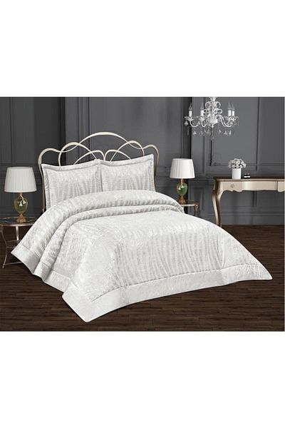 Çeyiz Diyarı Arbel Jacquard Velvet Double Bedspread Cream