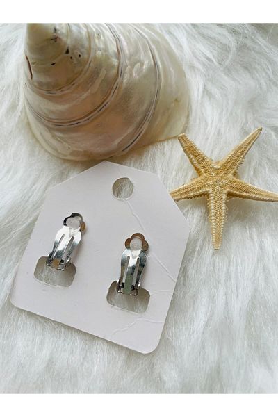 1PARÇAMAVİ Purple Heart Clip Non-Perforated Compression Children's Earrings