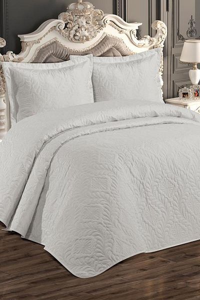 Çeyiz Diyarı Ultrasonic Quilted Ivory Double Bedspread Cream