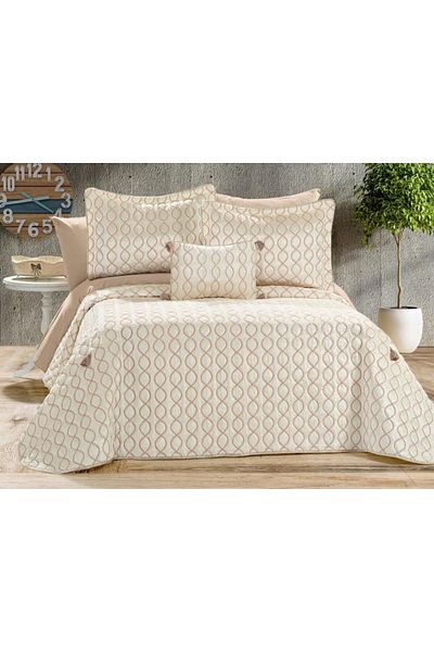 Çeyiz Diyarı Brillance Double Bedspread Cream Cappucino