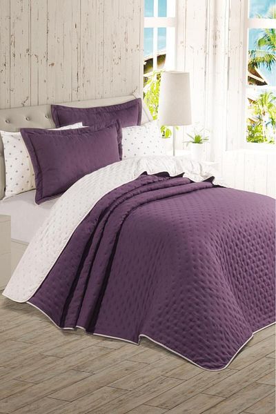 Çeyiz Diyarı Washed Soft Double Sided 6 Piece Dowry Set Plum