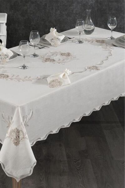 Çeyiz Diyarı Hazan French Lace Dinner Set - 25 Pieces Cream