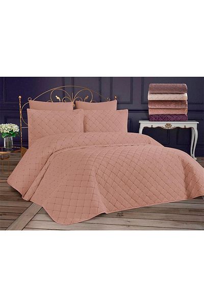 Çeyiz Diyarı Dessert Velvet Double Bedspread Powder