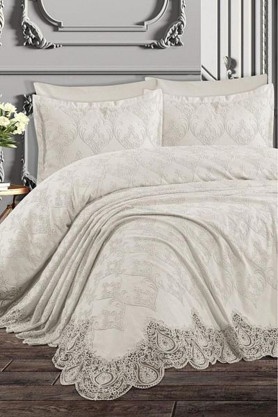 Çeyiz Diyarı French Lace Water Lily Pique Set 6 Pieces Cream