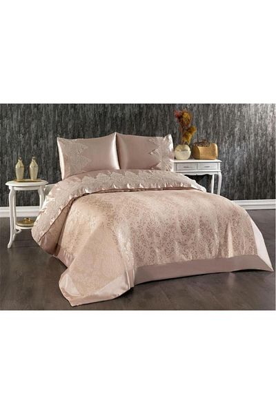 Çeyiz Diyarı Çeyizdiyarı French Laced Lisbon Pique Set Beige