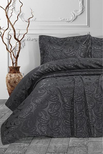 Çeyiz Diyarı Shawl Double Bedspread Anthracite