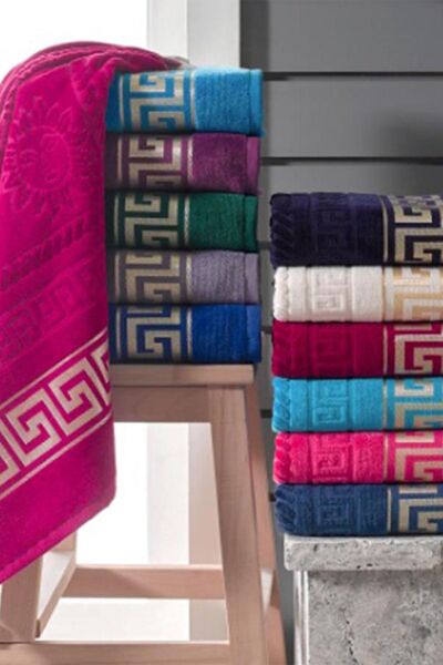 Çeyiz Diyarı Greek Velvet Cotton Bath Towel Set of 2 - Claret Red