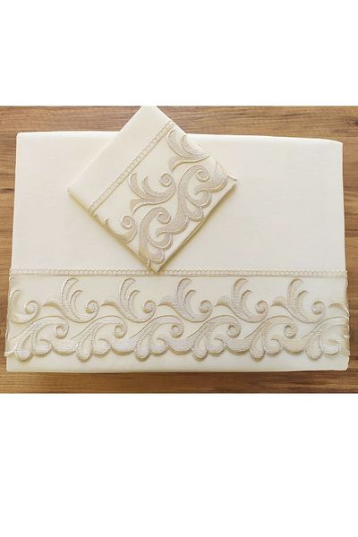 Çeyiz Diyarı Francia Guipure Belinda paplanhuzat szett 6 db Cream Cappucino