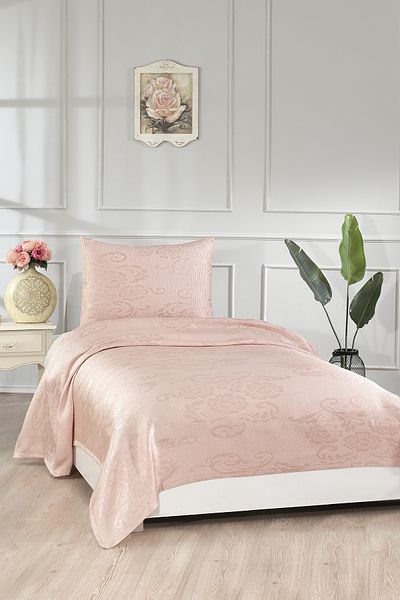 Çeyiz Diyarı Lale Single 2 Piece Bedspread Powder