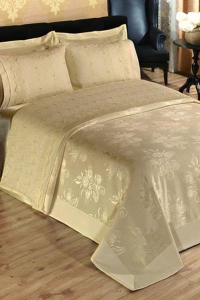 Çeyiz Diyarı French Laced Pearl Pique Set Cappucino
