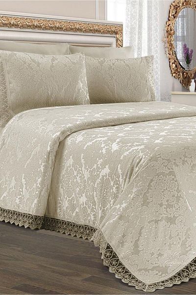 Çeyiz Diyarı Κάλυμμα κρεβατιού Jacquard Chenille Μπεζ