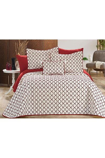 Çeyiz Diyarı Brillance Double Bedspread Cream Claret Red