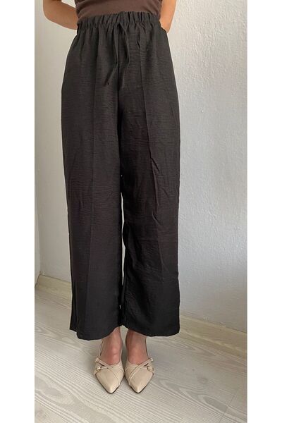 Butik kadın bol paça keten pantolon