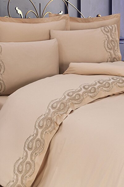 Çeyiz Diyarı Комплект двойна завивка Cappucino с френски връзки Betül