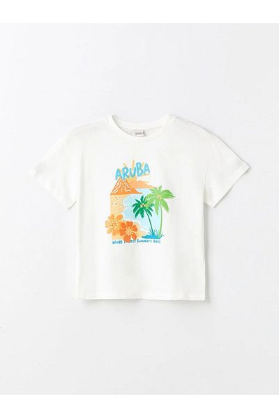 LC Waikiki LCW Kids - تي شيرت وسروال قصير برقبة دائرية للفتيات