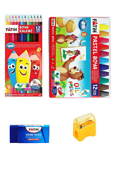 Fatih Fati̇h 12 Pack Dry Paint - 12 Pack Pastel Paint - Eraser - Pencil Sharp...