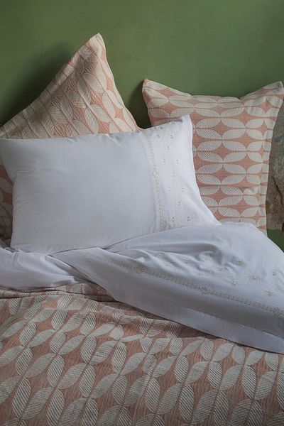 Apricitas HOME Διπλό Σετ Παπλωματοθήκης Abeille 100% Βαμβακερό Κάλυμμα Κρεβατιού Ρουζ