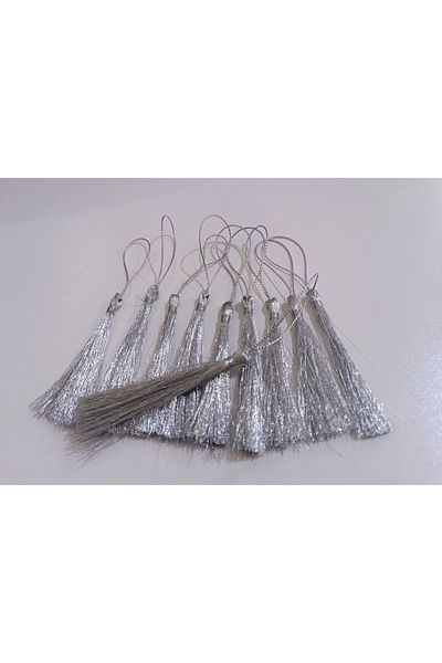 Arlesia Pack of 10 Silver Colored Magnet Tassel Decoration Material