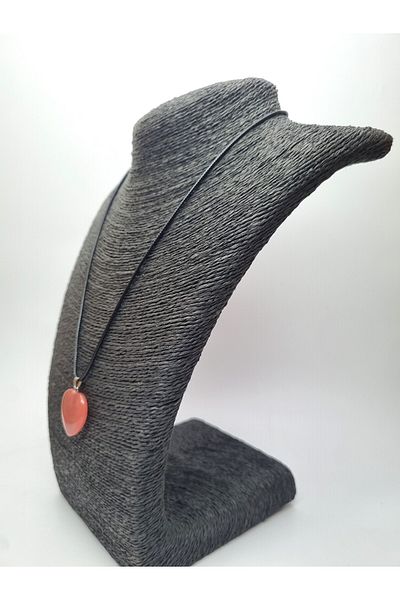Yüksel Boncuk Heart Model Strawberry Quartz Natural Stone Necklace
