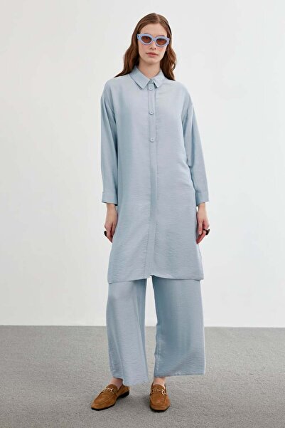 Zühre Gömlek Yaka Uzun İkili Kombin Takım TK-1278