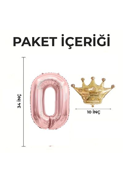 Konsept Sepeti Σετ γενεθλίων Rose Gold - Αλουμινόχαρτο με μπαλόνι και κορώνα βασιλιά (με δώρο)