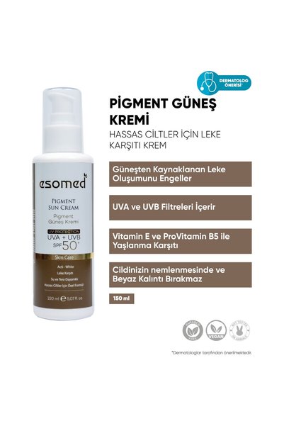 Esomed Hassas Ciltler Için Yüksek Korumalı Leke Karşıtı Pigment Güneş Kremi Uva Uvb Spf50 150 ml