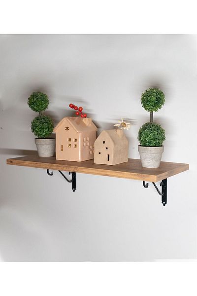 Trend Goods Decorative Wooden Shelf with Wrought Iron Legs