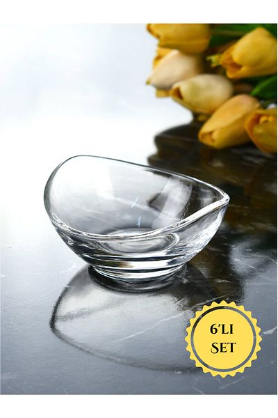 İnova Home Decor طقم وعاء مربى زجاجي بيضاوي مكون من 6 قطع مع وعاء صلصة