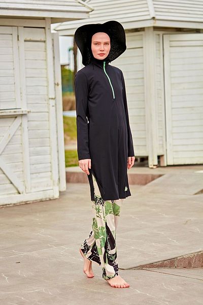 Marina Costum de baie negru cu parașuta acoperit complet cu hijab - M2425