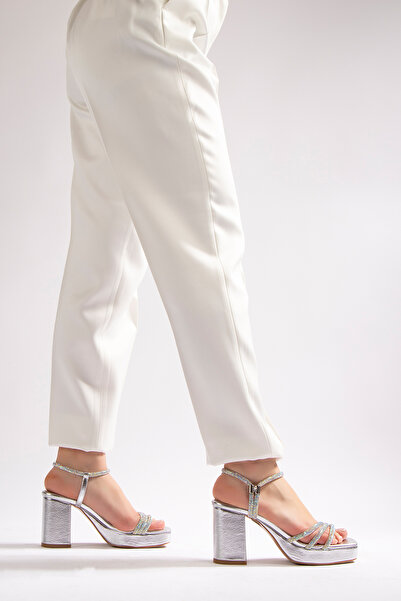 Nemesis Shoes Jenny Women's Platform Silver Stone Heeled Shoes