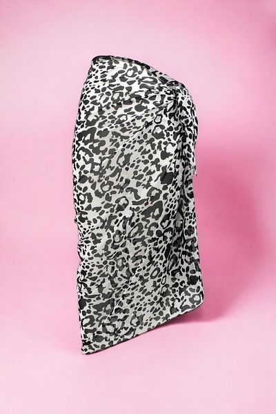 pistore Black and White Leopard Print Long Pareo Chiffon Women's Beach Dress New Season