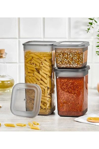 Fİ HOME Anthracite Food Storage Container - 1700ML+1100ML+500ML Set of 3
