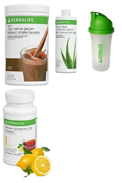 Herbalife 1 Çikolotalı Shake + 1 Aloe + 1 Limonlu Çay 50gr Ve Shaker.