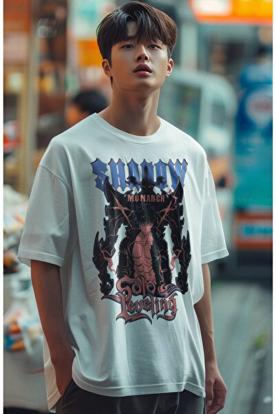 Fuddy Moda Unisex Oversize kroj Shadow Monarch Štampano majica