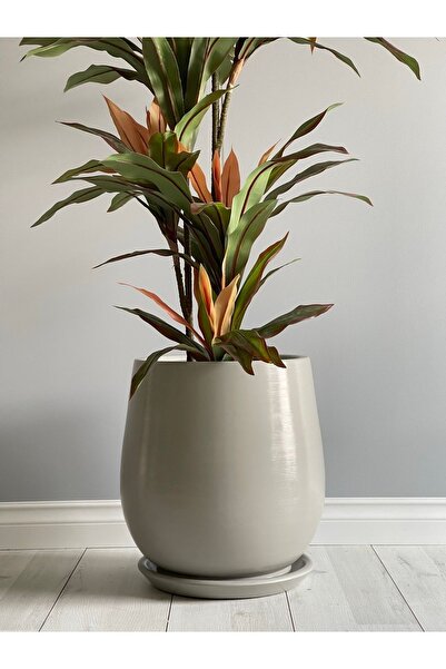 odka 15litre Armut Saksı Tabaklı 25cmx25cm Granit Renk