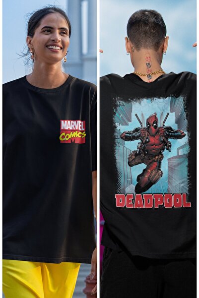 Fuddy Moda Tricou oversize unisex Deadpool V2 - Imprimat pe spate, model Marv...