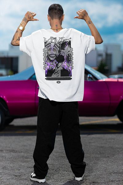 Fuddy Moda Tricou unisex Oversize God Statue Anime - Imprimat pe spate, nivelare individuală