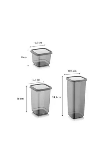 Fİ HOME Anthracite Food Storage Container - 1700ML+1100ML+500ML Set of 3