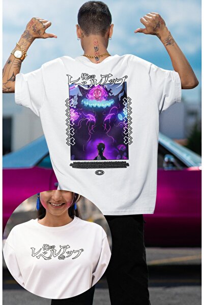 Fuddy Moda V3 Solo Leveling EX5 Unisex Anime Štampano Oversize kroj T-shirt