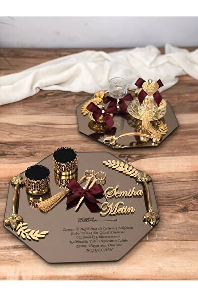 Masalsı Concept 2 Lİ TEPSİ TAKIMI Söz Nişan Tepsisi Yüzük Yükselticiler Makas...