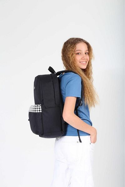 KAUKKO Rucsac de școală cu model negru - Culori de bază K1628