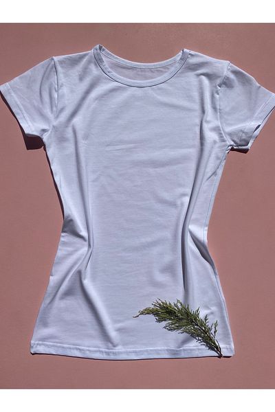 LEYNA BUTİK 2 Pieces Black and White Round Neck Cotton Lycra Women's Body T-shirt - Short Sleeve