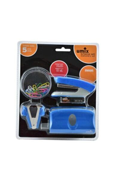 Umix Ofis Seti Zımba Delgeç Ataş Tel Sökücü Zımba Teli Neon Renkler