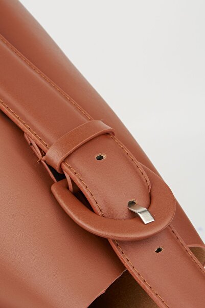Çanta Park Tan Suede Soft Leather Snap Fastener and Zipper Closure Interior Compartment Large Size Shopper Bag